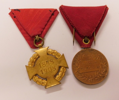 Two Emporer Franz Joseph Jubilee medals, being the 50th 18th August 1898 and 60th 14th August 1908. (2) - 2