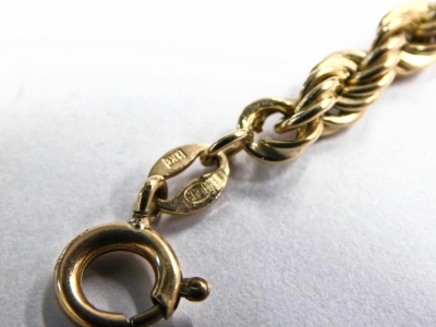 A 9ct gold rope twist necklace, 50cm long, 7g. - 2