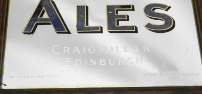 A Murray's Ale advertising mirror, in oak frame, in three sections, stencilled with red and blue lettering with central trade mark and crest, 61cm high, 109cm wide. - 2