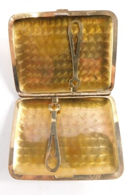 A 20thC gold plated cigarette case, partially engine turned with vacant cartouche, 9cm long. - 3