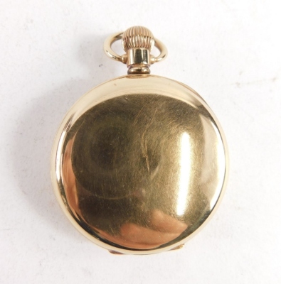 A 20thC Waltham gold plated pocket watch, with 5cm diameter Roman numeric dial, with subsidiary Arabic second hand, in a plain case with compressed ring top, 7cm high. - 3