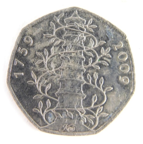 A 1759-2009 commemorative Kew Gardens commemorative fifty pence coin.