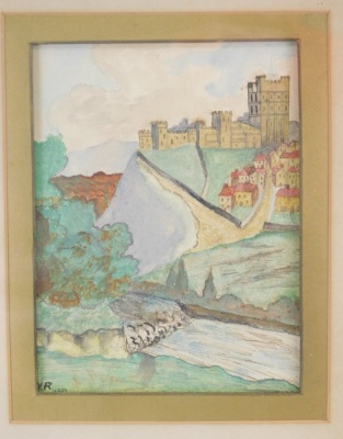 N. R. (19thC). Warwick Castle, mixed media, initialled and dated 1907, 20cm x 15cm.