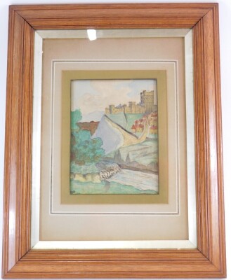 N. R. (19thC). Warwick Castle, mixed media, initialled and dated 1907, 20cm x 15cm. - 2