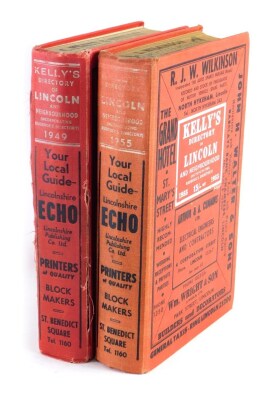 Two Kelly's Directories of Lincoln 1949 and 1955, in pressed red boards.