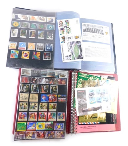 Various stamps, collectors stamps, D-Day Memorial, Channel Tunnel, further album of Royal Mail Mint stamps, collectors stamps, Royal Mail postcards, etc. (a quantity)