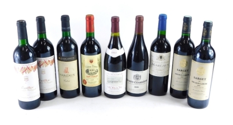 Various red wine, to include Sarget Gruaud-Larose 1997, Chateau Trianon Saint-Emilion 1998, Morgon, Margaux, etc. (9)