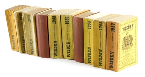 Various Wisden Cricketers almanac, to include 1948, 1949, 1952, 1953, 1954, etc. (a quantity)