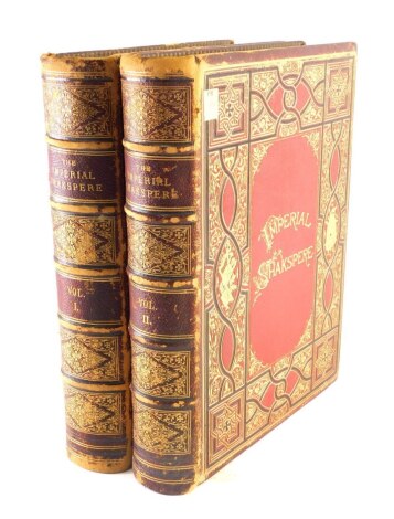 Knight (Charles). The Works of Shakespeare, with notes, 2 vols in pressed leather boards, with gilt stencilling.