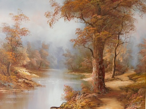 K Ferl (20thC). Calm autumnal landscape, oil on canvas, signed, 51cm x 60cm.