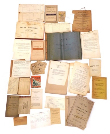 Various railway related ephemera, passenger tickets, books of routes, various other British Rail related ephemera, Wrong Wine Order Form, British Railway Eastern Line Working Timetables Section D, another, various others, other printed railway related eph