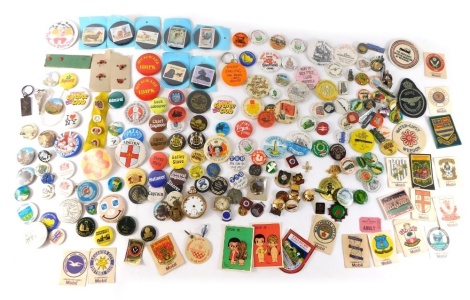 Various iron on and other badges, The National Motor Museum at Beaulieu, 7cm diameter, small quantity of train tickets, Brighton and Hove Albion iron on badge, cigar boxes, a quantity of other badge, Nene Valley, other tram and rail badges, SS Great Brita