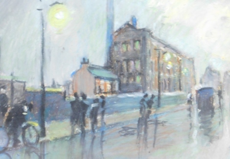 •Reg Gardner (b.1948). Hill Street, Ancoats, Manchester, pastel, initialled, attributed verso, 12cm x 16cm.