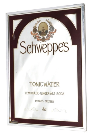 A Schweppes Tonic Water Lemonade Ginger Ale and Soda mirror, 61cm x 46cm.