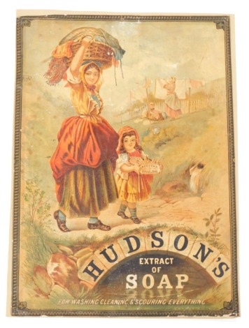 A Hudsons Extract of Soap advertising paper sign, 65cm x 50cm. (AF)