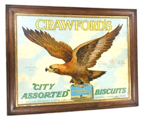 A Crawford's City Assorted Biscuits advertising poster, 53cm x 72cm.