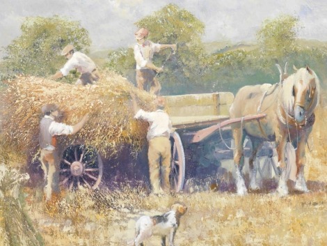 L. Porter (20thC). Gathering Hay, oil on board, signed, 48cm x 60cm.