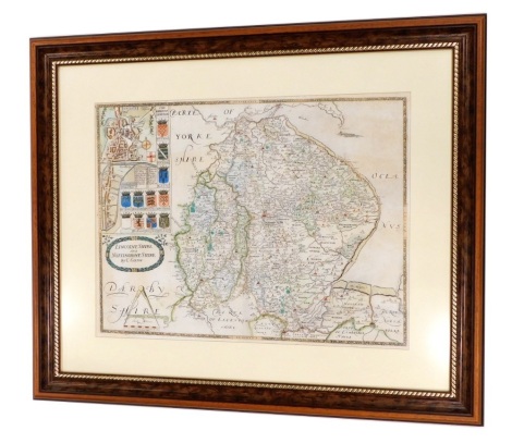 After Saxton. Map of Lincolnshire amended by Philip Lea, with early and later hand colouring, c.1693, 42cm x 54cm.