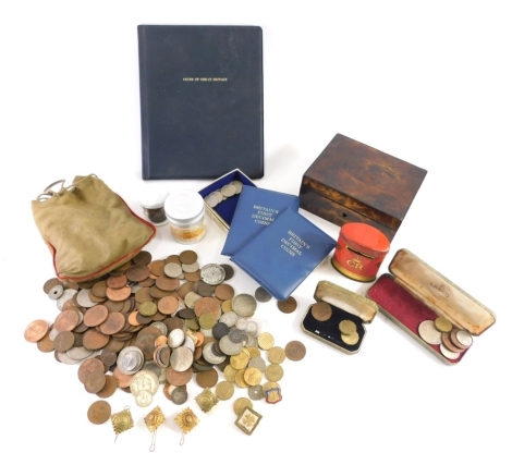 Various coins, pre decimal, low denomination, pennies, Britain's First Decimal Coin Set, quantity of other low denomination coins, GB used, pennies, etc. (a quantity)