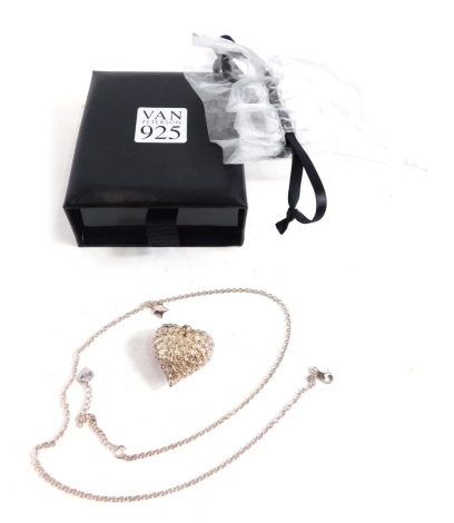 A Van Peterson 925 heart shaped pendant, 3cm high, in outer pouch with box.