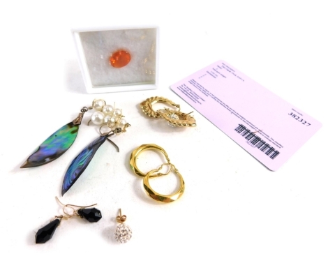 Various jewellery, fire opal approx 3.65ct, earrings, ear studs, etc.