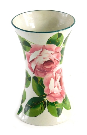 A Wemyss pottery cabbage rose vase, painted and impressed marks beneath, 16cm high.