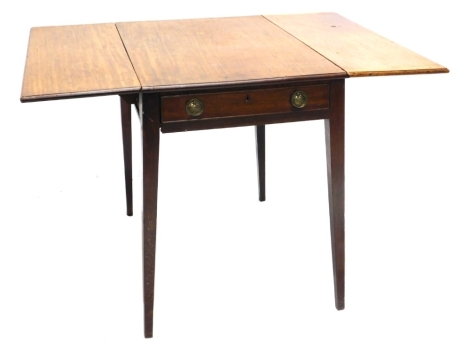 A 19thC mahogany Pembroke table, with a frieze drawer opposing a false drawer, on square tapering legs, 81cm wide. (AF)