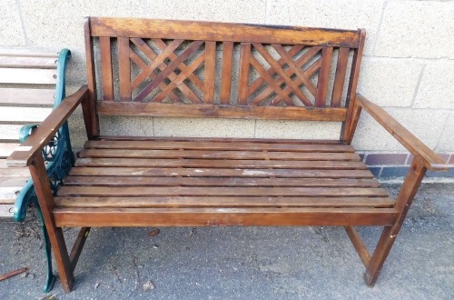 A wooden garden bench.