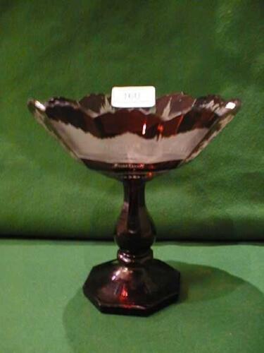 A Bohemian ruby overlay glass pedestal Bon-bon Dish