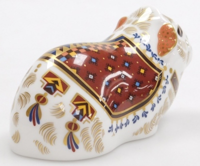 A Royal Crown Derby porcelain Guinea Pig paperweight, red printed marks and gold stopper, 12cm wide, boxed. - 2