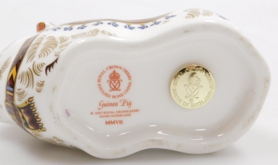 A Royal Crown Derby porcelain Guinea Pig paperweight, red printed marks and gold stopper, 12cm wide, boxed. - 3