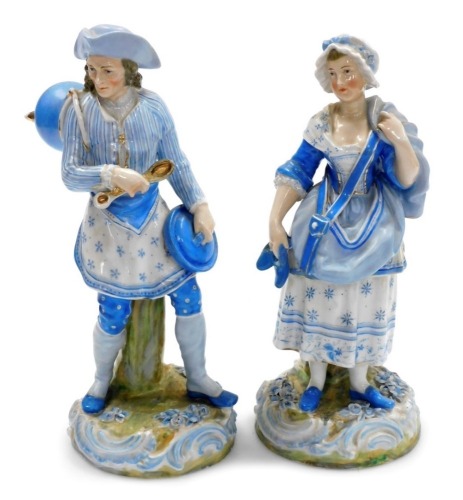 A pair of late 19thC porcelain figures, modelled as a pan seller and a cobbler, printed mark for Joseph-Gaspard Robert, each 28cm high.