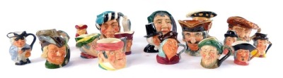 Royal Doulton and other character jugs, including The Fortune Teller, Dick Turpin, Henry VIII, The Falconer, Drake, and Robin Hood. (a quantity)