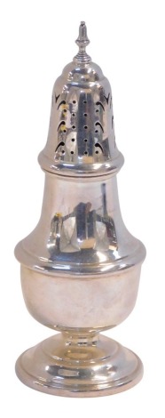 An Elizabeth II silver sugar sifter, of baluster form, Maker Barker Ellis, Birmingham 1972, 3.83oz, 18cm high.