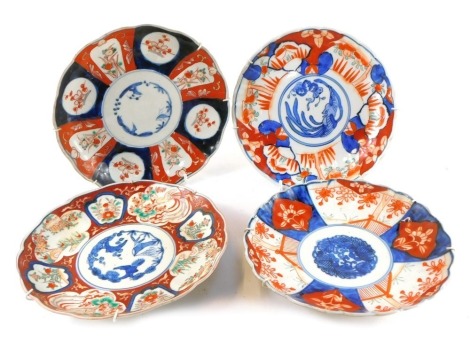 Four Chinese Imari dishes, variously decorated.