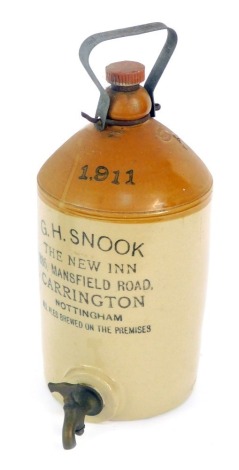 A GH Snook of Carrington, Nottingham stoneware beer bottle, dated 1911, 42cm high.