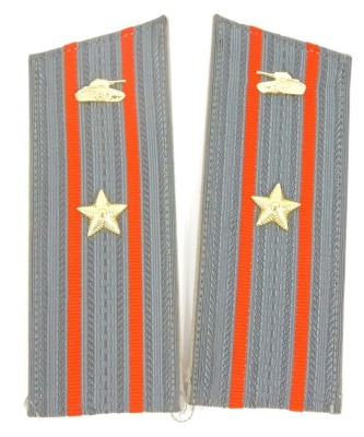 A pair of 1989 Soviet Tanks and Armoured Vehicle officer's shoulder boards, Rank Major, stamped, and obsolete.