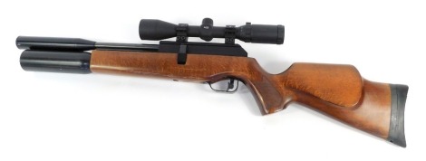 A BSA .22 calibre air rifle. serial no. DP11687, the barrel marked TP 348 bar bs 5045 PT.6 1987 01-2003. CP 232 bar air 669 AA971500