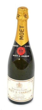 A bottle of Moet and Chandon champagne.