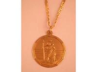 A 9ct gold St Christopher pendant on 18ct gold chain