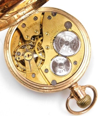 A George V 9ct gold cased pocket watch, open faced, keyless wind, circular white enamel dial marked Thos Russell and Son, Liverpool, the dial with Roman numerals, subsidiary seconds dial, the case of plain form, gold cuvette, movement signed Thomas Russel - 6