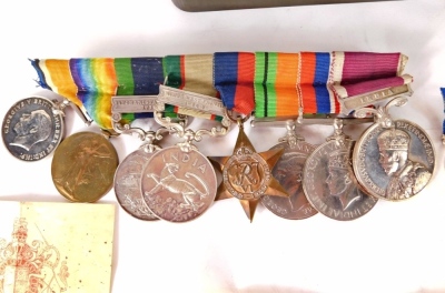 A WWI, WWII and other single recipient medal group, comprising WWI Campaign and Victory medals, each similarly marked 73309 BMBR J.I. OAG R.A., an Indian General Service medal, with Afghanistan N W F 1919 clasp, a later India General Service medal with No - 2