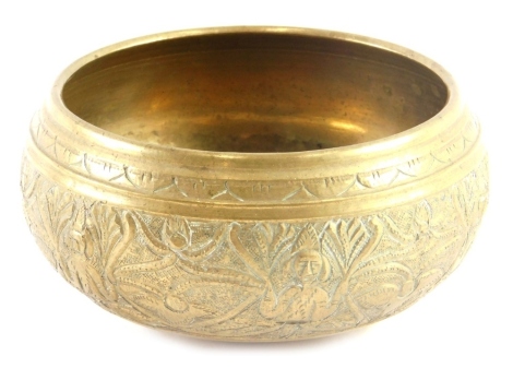 A Chinese bronze finish censer, hammered with a decoration of figures, unmarked, 9cm high.