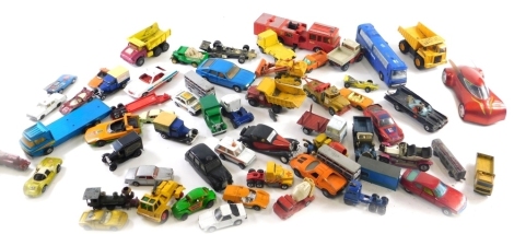 Various diecast vehicles, to include Matchbox Super Kings Snorkel fire engine, 8cm high, various others, dumper truck, other Matchbox, etc. (a quantity, play worn)