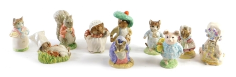 Various Royal Albert Beatrix Potter figures, to include Little Pig Robinson, 10cm high, Lady Mouse, Tom Kitten, Benjamin Bunny, etc., printed marks beneath. (a quantity)