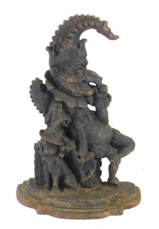 An early 20thC Mr Punch cast iron door stop, 38cm high.