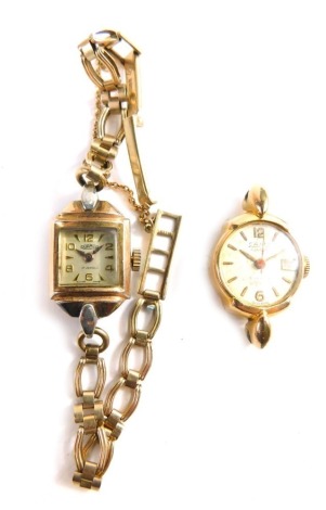 Two watches, comprising a Roma gold plated wristwatch, and a Camy gold filled watch head. (2)