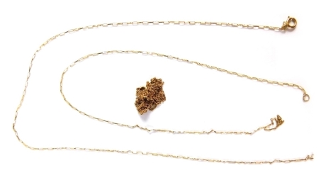 A group of 9ct gold chains, 2.8g. (AF)