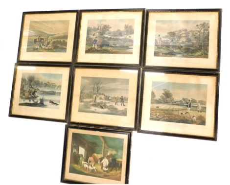 After Turner. Duck Shooting, print, 44cm x 47cm, various others, teak framed mirror, etc. (a quantity)