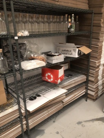 A plastic coated wire mesh shelving rack, with six shelves, 183cm high, 150cm wide, 60cm deep. Note: VAT is payable on the hammer price of this lot at 20%.